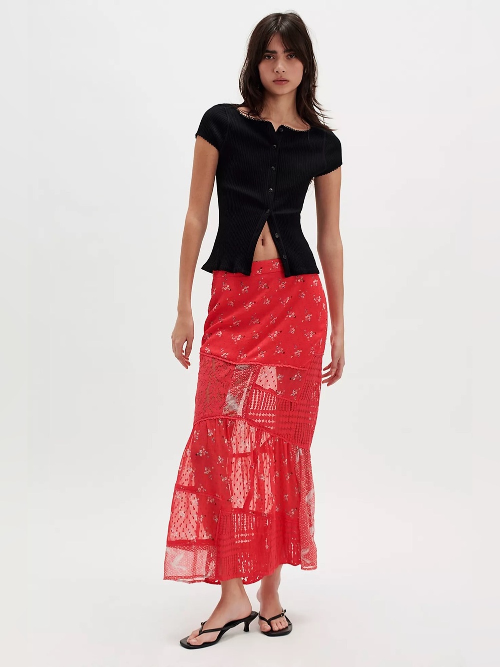 Free People Daniella Lace Maxi Skirt Large